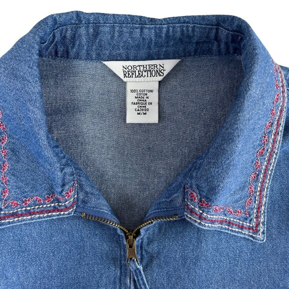 Northern Reflection Chambray Shacket Embroidered Women's Medium - Picture 6 of 12